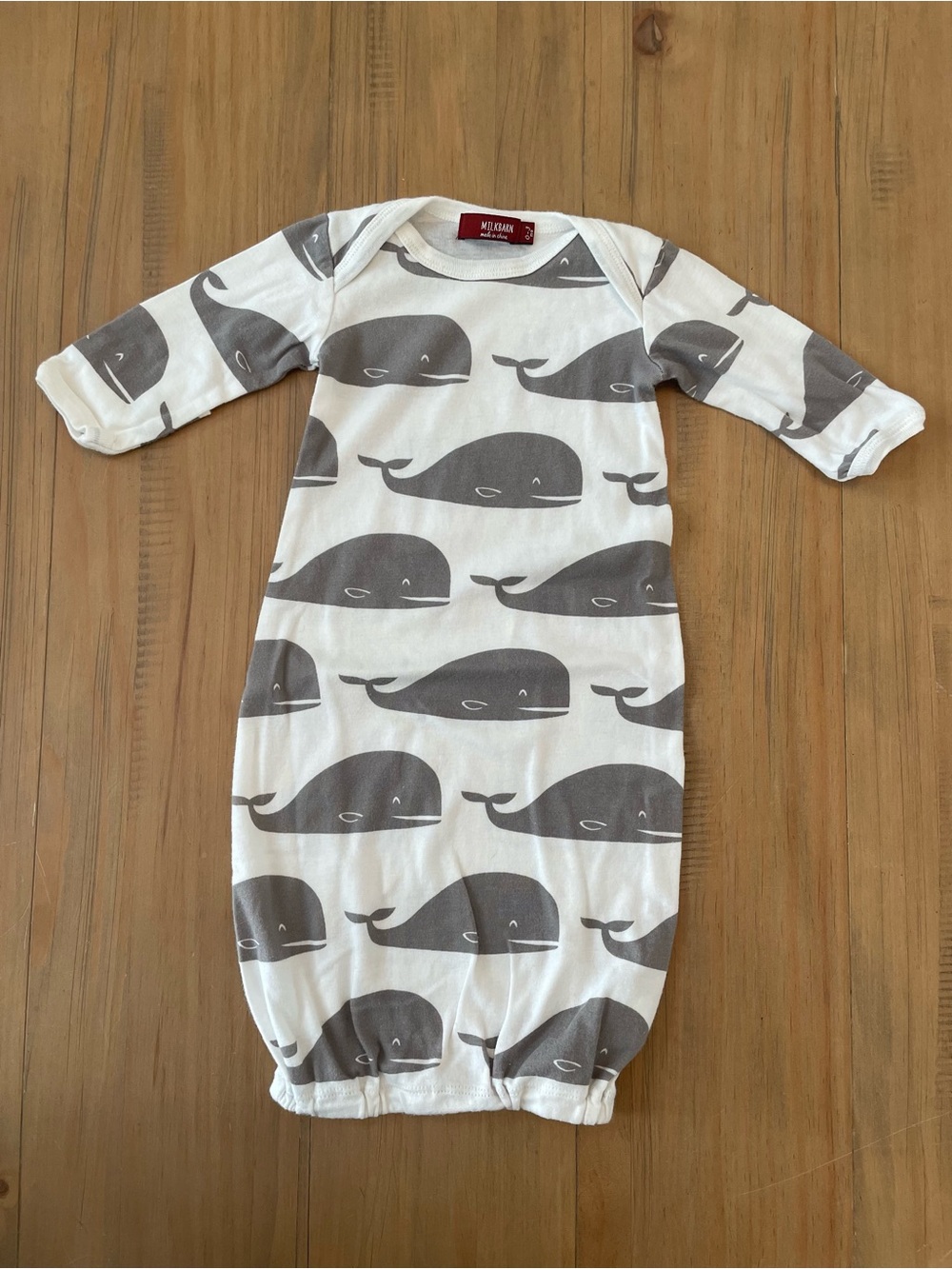 Milkbarn Whale Print Gown Baby Size 0-3M